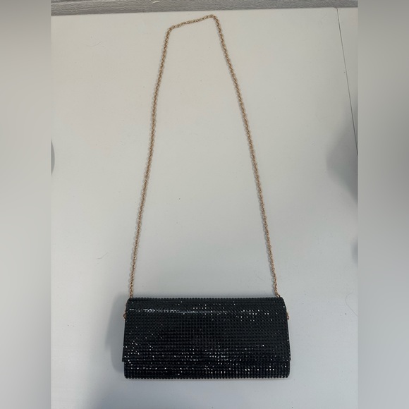 Aldo black glitter clutch with cross body chain - Picture 4 of 11